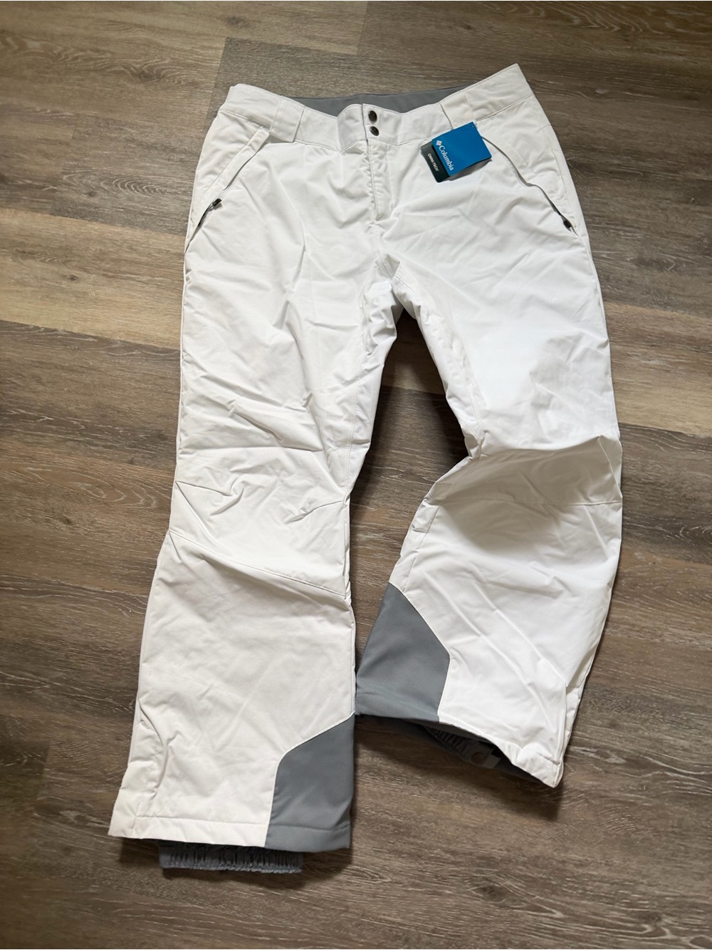 Columbia Men's White Ski Pants with Gray Accents